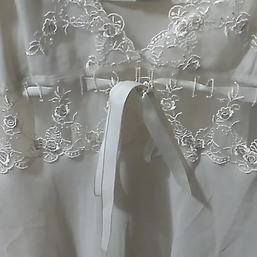 Secret Treasures XLarge Babydoll Negligee Night Top Sheer Sequin Floral Ribbon - Picture 2 of 4